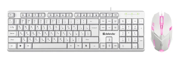 Комплект проводной клавиатура+мышь Defender Motion C-977 RU белый