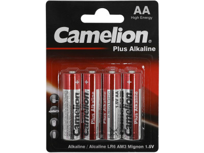 Батарейки Camelion AA (LR6-BP4), Plus alkaline, комплект - 4 штуки