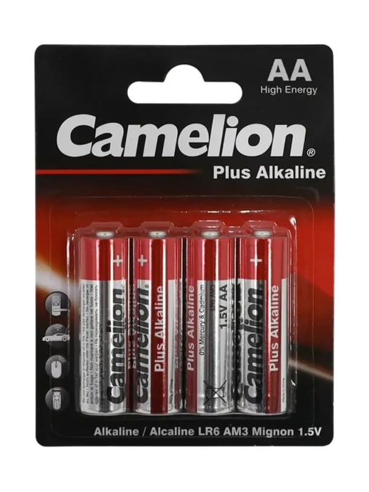 Батарейки Camelion AA (LR6-BP4), Plus alkaline, комплект - 4 штуки