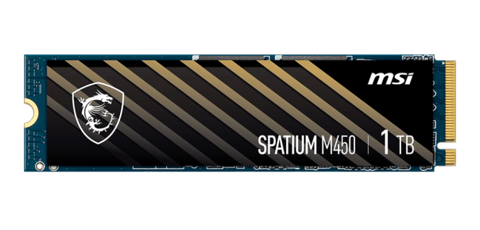 Твердотельный накопитель 1000Gb SSD MSI SPATIUM M450 M.2 PCIe NVMe R3600Mb/s W3000MB/s SPATIUM M450
