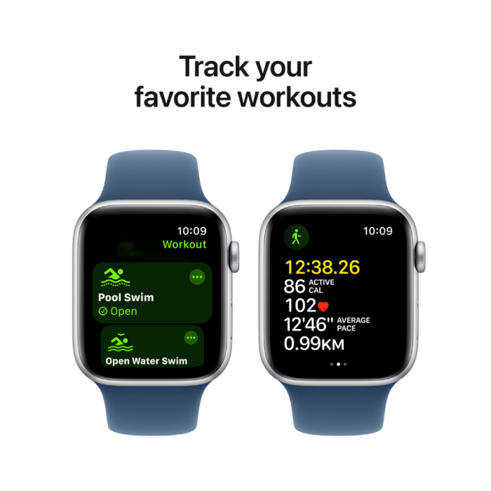 Apple Watch SE 2024 GPS 40mm Silver Aluminium Case with Denim Sport Band - S/M,Model A2722