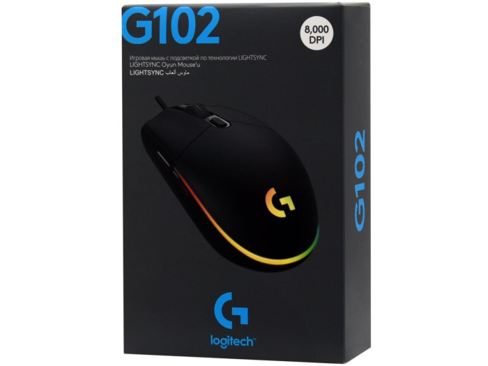 Mouse Logitech G102 LIGHTSYNC, optical, 6 buttons, 200-8000 dpi, USB, [910-005823], black
