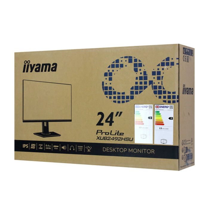 LCD 23.8" Iiyama ProLite XUB2492HSU-W6, 1920x1080 IPS, 4ms, 250 cd/m2, 1300:1, HDMI/DP