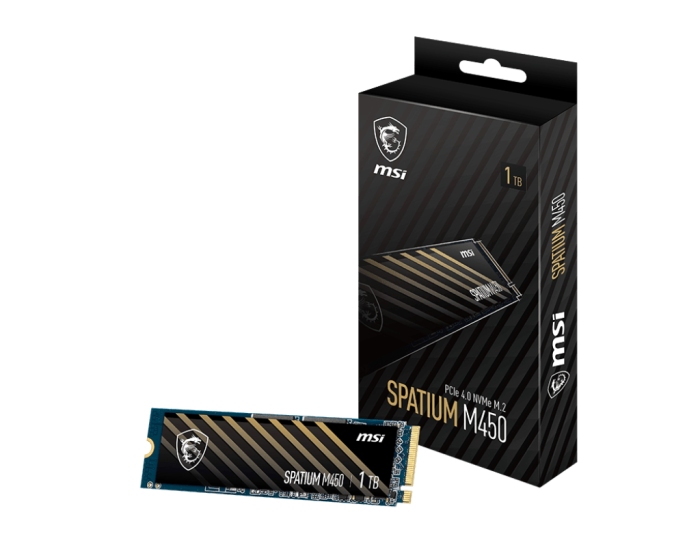 Твердотельный накопитель 1000Gb SSD MSI SPATIUM M450 PCIe 4.0 NVMe M.2 1TB V1 R3400Mb/s W2400MB/s