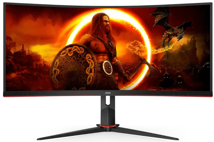 Монитор Игровой 34" AOC CU34G2XP/BK/01 VA 3440x1440 180Hz 430cd/m2 Curved 4000:1 1мс 2xHDMI 2xDP