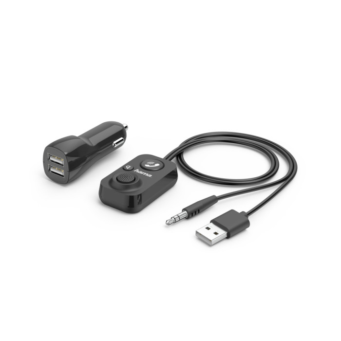Bluetooth Hands Free Hama 00014167, BT5.1, car kit, 3.5" out, USB(+car charger), black