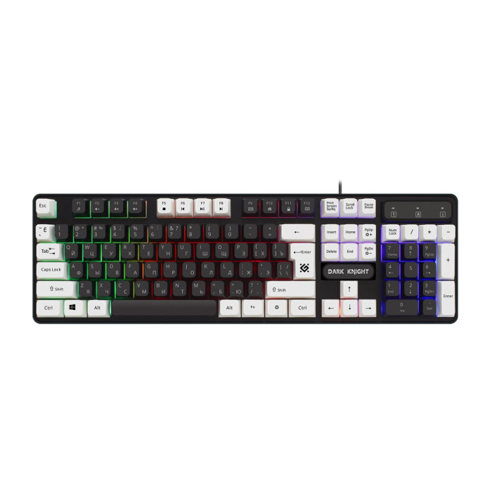 KeyBoard  USB, Defender Dark Knight GK-077 RU, Black/White, (45077)