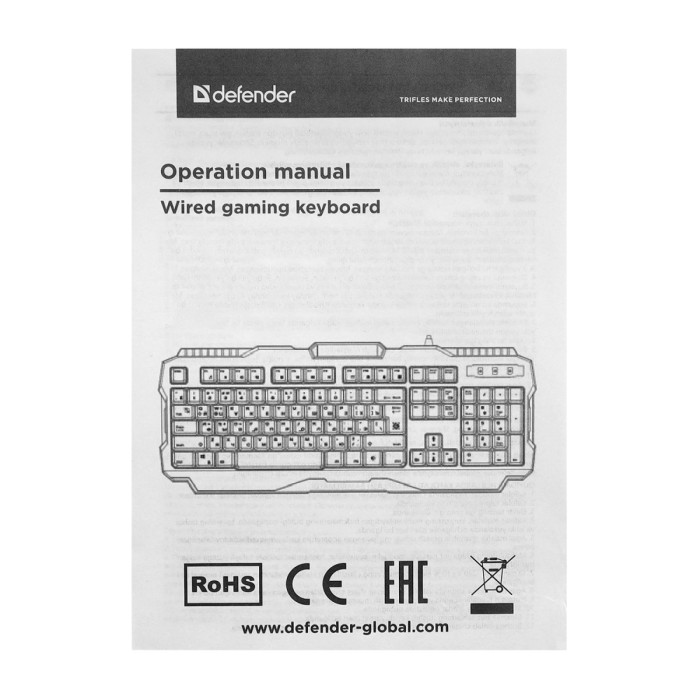 KeyBoard  USB, Defender Dark Knight GK-077 RU, Black/White, (45077)