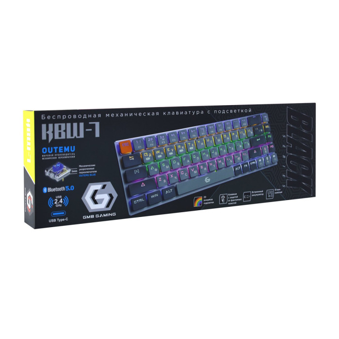 KeyBoard  USB, Gembird KBW-7, BT/2.4 GHz wireless, USB, Grey