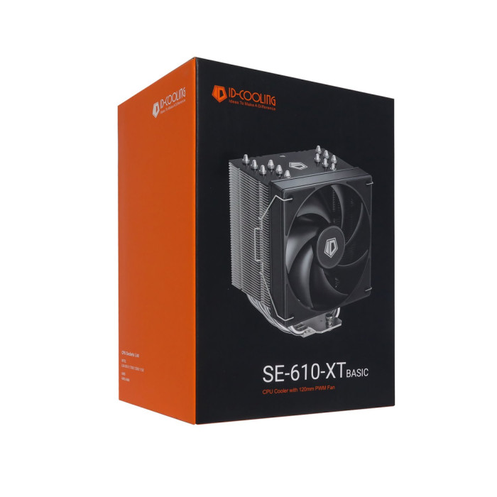 Cooler ID-Cooling, for S1700/1200/115x/1851/AMD, SE-610-XT BASIC, 250W, 500-2000rpm, 78.25CFM, 4pin