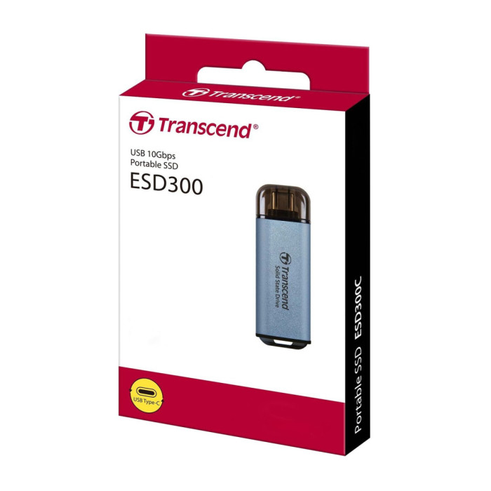 SSD USB  512 GB Transcend ESD300C , TS512GESD300C, USB 3.2 Gen2, Type-C, sky blue