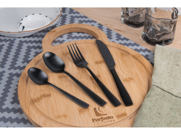 Набор столовых приборов, 24 шт., черный матовый, серия Majestic, PERFECTO LINEA