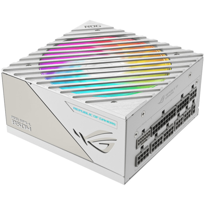 ASUS ROG Loki SFX-L 850W Platinum White Edition PSU, Compact form factor, ATX 3.0, PCIe Gen 5.0 ready, Fully modular, 80 Plus Platinum, Axial-tech fan design, Dual ball fan bearings, 0dB Tech., ARGB-Illuminated fan & Aura Sync, 10-year warranty