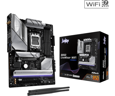Материнская плата ASRock B850 LIVEMIXER WIFI AM5 4xDDR5 2xSATA 3xM.2 23xUSB 1xHDMI 1xDP ATX