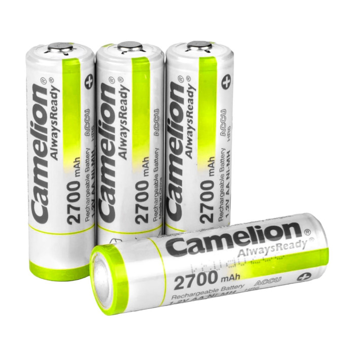 Аккумуляторы Camelion AA, AlwaysReady NiMH, 2700mAh/1.2V, комплект - 4 штуки
