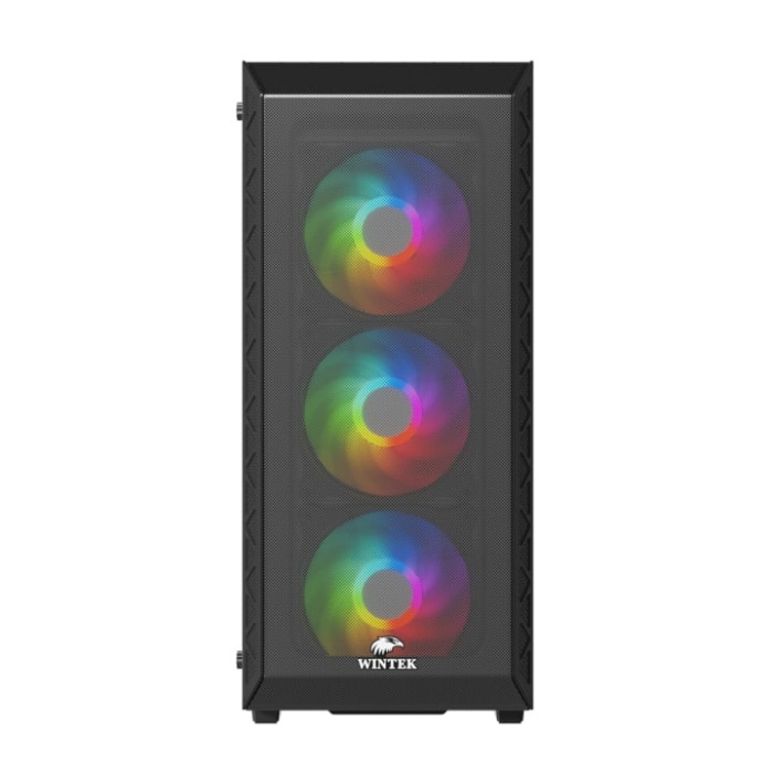 Корпус Wintek Mars PS195-6-M-B TG, ATX/Micro ATX, USB 1*3.0/2*2.0, 0,45mm, 4*12cm ARGB fan (контроллер + пульт д/у в комплекте), чёрный