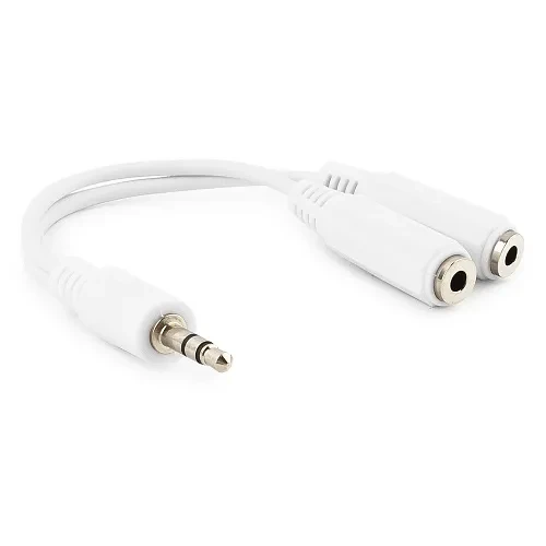 Кабель разветвитель аудио сигнала Cablexpert CCA-415W, джек3.5 папа->2х джек3.5 мама, 10см, белый