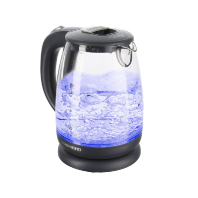 Чайник электрический, Redmond, RK-G185, Механический, Мощность 1850-2200W, Объем 1.7л, Термостойкое стекло, Темно-серый