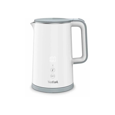 Чайник электрический, Tefal, KO693110, Двойные стенки, Мощность 1800 Вт, Объем 1,5 литра, Внутренняя колба-нержавеющая сталь, Внешние стенки чайника - белый пластик, Фильтр против накипи, Скрытый нагревательный элемент, Электронный дисплей, Втроенный в ко