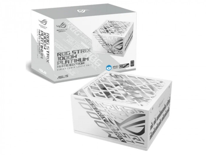 Блок питания ASUS ROG-STRIX-1000P-GAMING-WHITE, 1000W, 80Plus Platinum, Full Modular, RGB, WHITE, BOX