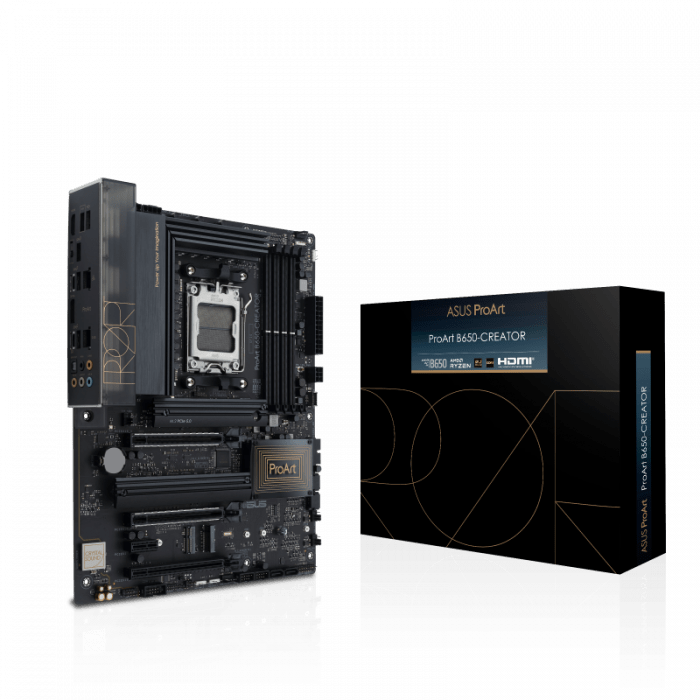 Сист.плата ASUS PROART B650-CREATOR, B650, AM5, 4xDIMM DDR5, 3xPCI-E x16, PCI-Ex1, M.2, SATA, DP, HDMI, BOX