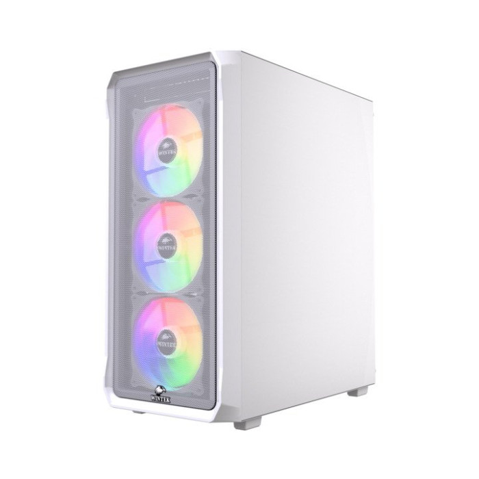 Корпус Wintek Tornado Pro PS195-W-M TG, ATX, USB 1*3.0/2*2.0, HD+Mic, 0,5mm, 4*12cm ARGB, White