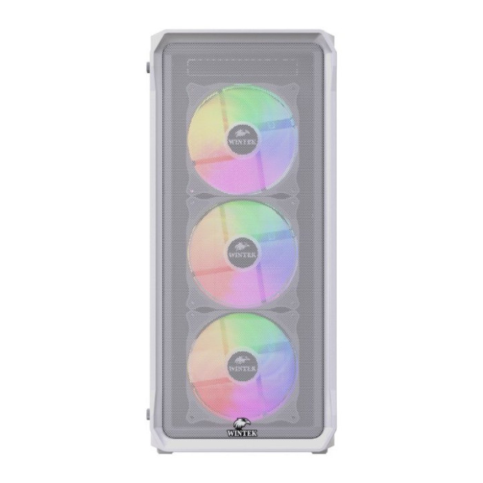 Корпус Wintek Tornado Pro PS195-W-M TG, ATX, USB 1*3.0/2*2.0, HD+Mic, 0,5mm, 4*12cm ARGB, White