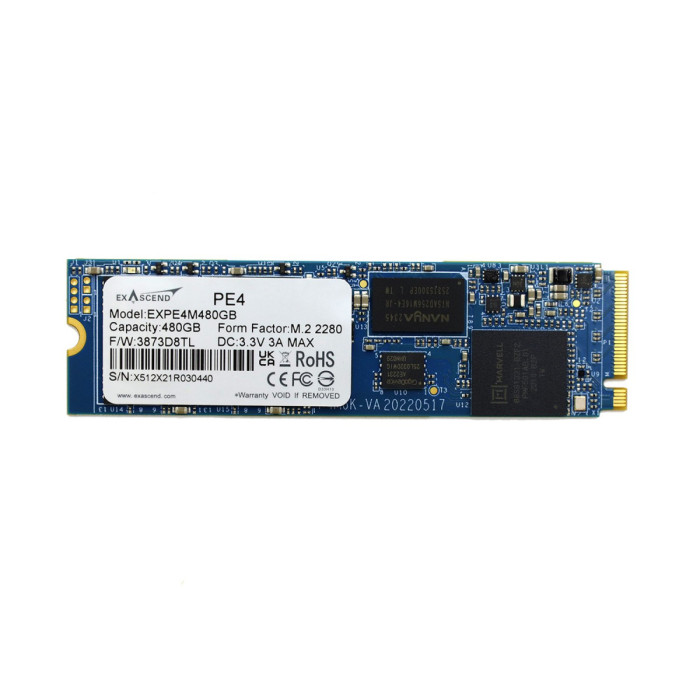SSD M.2, 480 GB Exascend PE4, EXPE4M480GB, 2280, NVMe