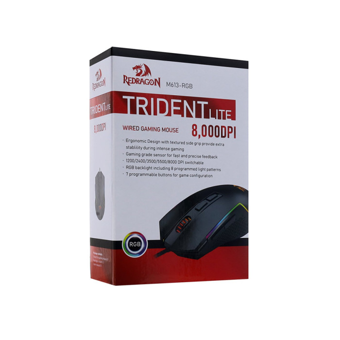 Mouse Redragon Trident Lite, Optical 8000 dpi, USB,black (72018)