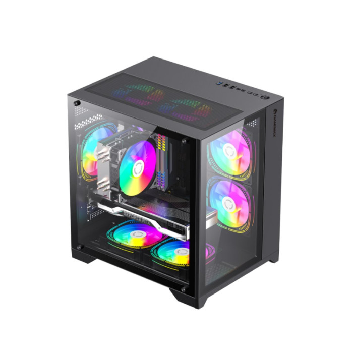 Компьютерный корпус Gamemax Infinity Mini 7 ARGB Fans + Controller Black без Б/П