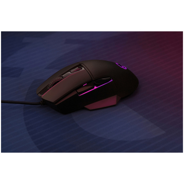 LORGAR Jetter 357, gaming mouse, Optical Gaming Mouse with 6 programmable buttons, Pixart ATG4090 sensor, DPI can be up to 8000, 30 million times key life, 1.8m PVC USB cable, Matt UV coating and RGB lights with 4 LED flowing mode, size:124.90*71.65*41.36