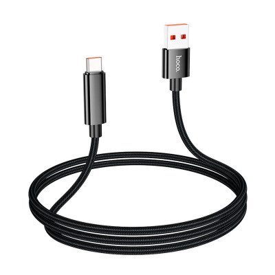 Cable USB Type A - Type C, 1.2м, Hoco U125, 5A, display, black