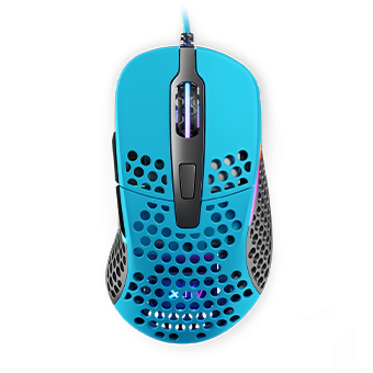 Мышь XTRFY M4 RGB, Pixart 3389 sensor, 16000 dpi, USB, right-handed, Ultra-Light, Miami Blue