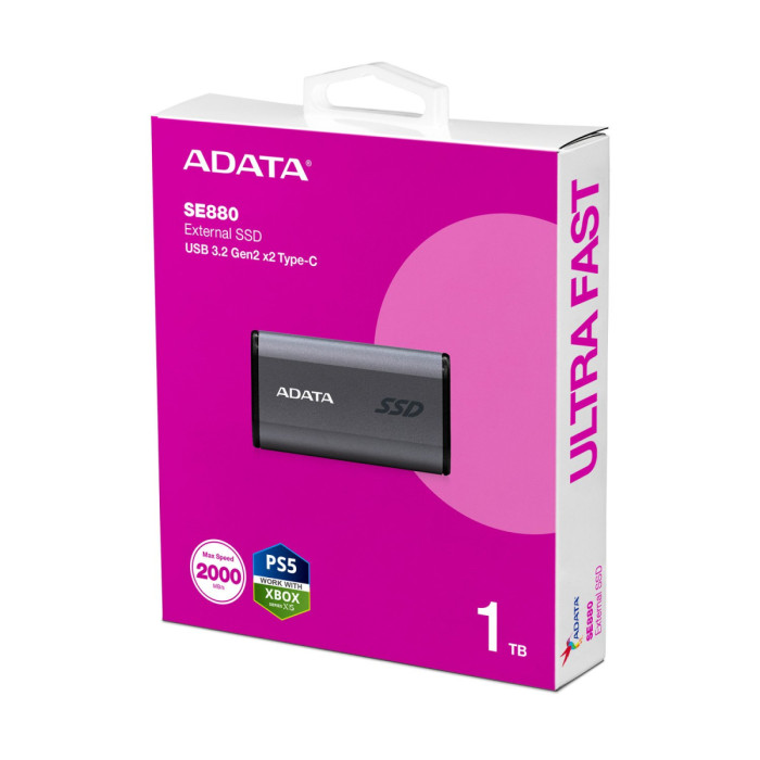 SSD USB 1 TB ADATA Elite SE880, AELI-SE880-1TCGY, USB3.2 Type-C , Grey