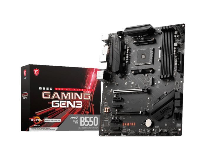 Материнская плата MSI B550 GAMING GEN3 AM4 4xDDR4 6xSATA3 RAID 1xM.2 HDMI DVI ATX