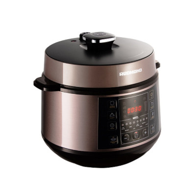 Мультиварка-скороварка, Redmond, RMC-PM505, Серый/Бежевый,Общий объем чаши 5 л,Покрытие чаши антипригарное, Мощность 1100 Вт,Напряжение 220-240 В, 50 Гц