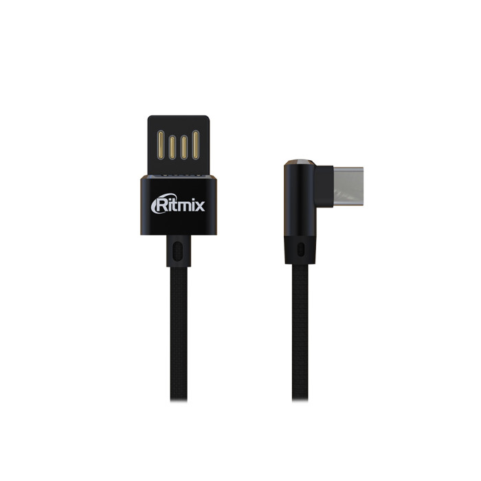 Cable USB Type A - Type C, 1.0м, Ritmix RCC-438 Black, 2A