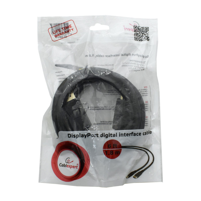 Cable SVGA, DisplayPort to DisplayPort, 1.8м, Cablexpert CC-DP2-6, DP v1.2, black