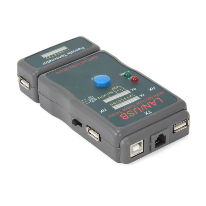 Тестер сетевого кабеля Cablexpert NCT-2, RJ11+RJ12, 4USB, для UTP/STP/USB