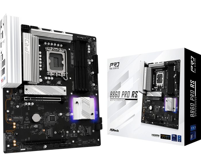 Материнская плата ASRock B860 PRO RS LGA1851 4xDDR5 4xSATA 3xM.2 1xHDMI 1xDP ATX