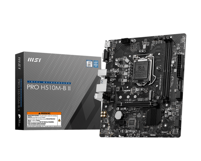 Материнская плата MSI PRO H510M-B II LGA1200 2xDDR4 4xSATA3 1xM.2 VGA HDMI mATX