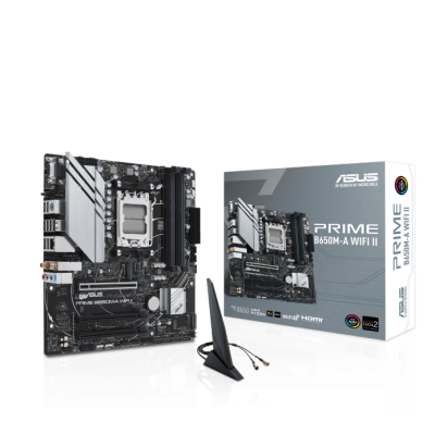 Сист.плата ASUS PRIME B650M-A WIFI II, B650, AM5, 4xDDR5, 3xPCI-E x16, 2xM2, 4xSATA, DP, HDMI, VGA, WIFI6, BOX