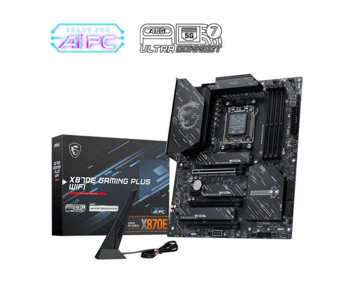 Материнская плата MSI X870E GAMING PLUS WIFI AM5 4xDDR5 4xSATA3 RAID 3xM.2 HDMI 2xType-C(DP) ATX