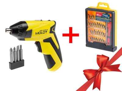 Аккум. шуруповерт MOLOT MBS 4048 Ni в блистере+ набор бит + АКЦИЯ (набор бит Wortex в подарок!)