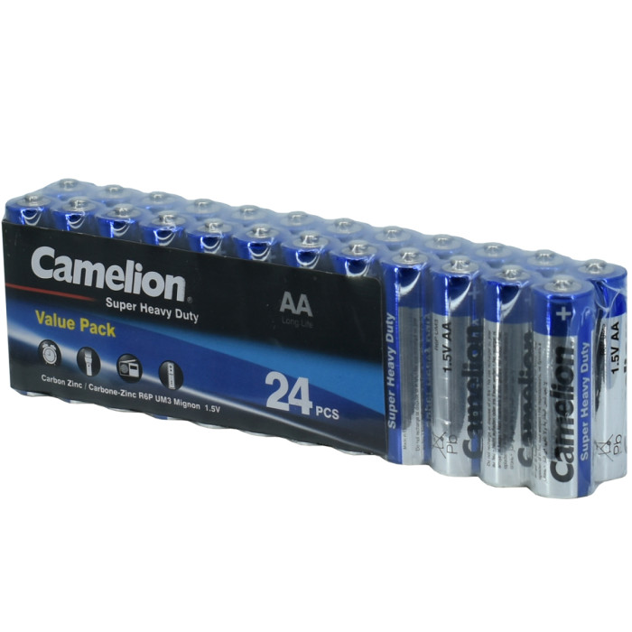 Батарейки Camelion AA (R6P-SP24B), super heavy duty, комплект - 24 штуки