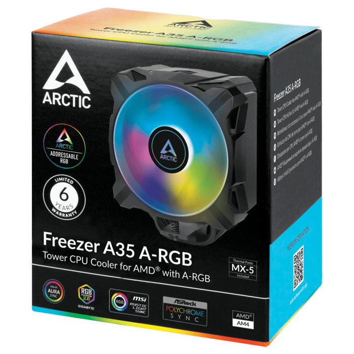 Кулер для процессора ARCTIC Freezer 36 A-RGB (Black), ACFRE00124A, S1851/1700/AMD4/5, 200-2000rpm