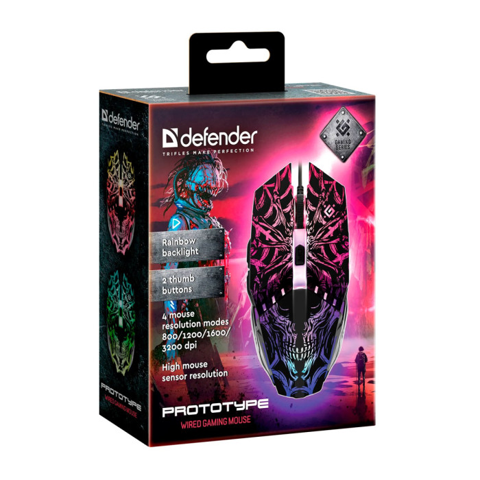 Mouse Defender Prototype GM-670L, USB, Optical 3200 dpi, black (52670)