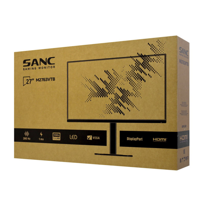 LCD 27" Sanc M2763VTB, 1920x1080 VA (LED) 280Hz, 1ms, 300 cd/m2, 1000:1, 2DP/2HDMI