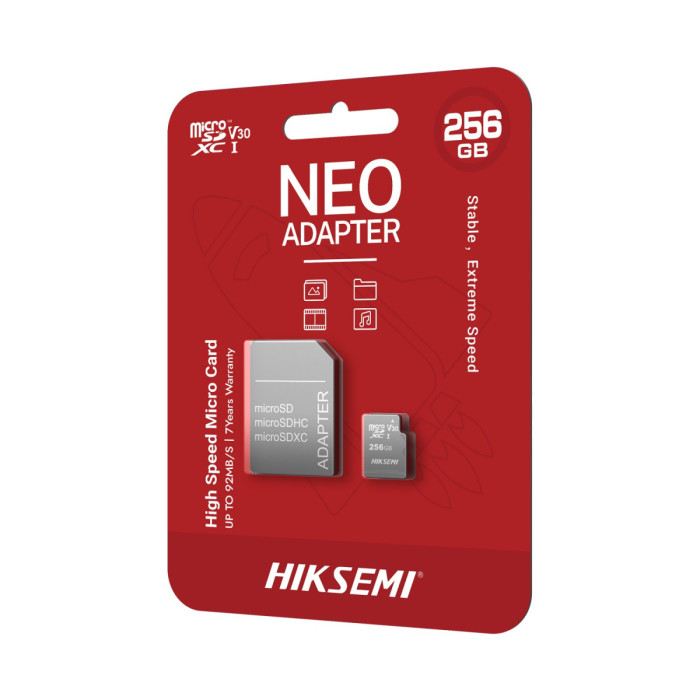 MemoryCard microSDXC 256GB, HikSemi NEO HS-HS-TF-C1 256G ADAPTER, Class 10, V30