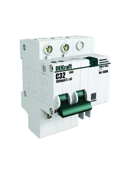 Дифференциальный автоматический выключатель DEKraft 15162DEK ДИФ-101 1+N C 50А 30мА AC AC